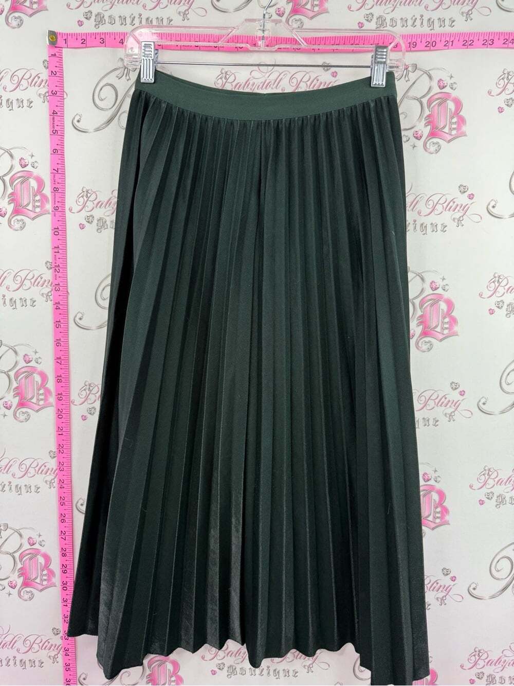 SHEIN skirt pleated pleats Dark Green Pleated Midi Skirt